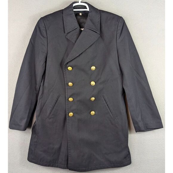 Geman Issue Military Peacoat Navy Double Breasted Coat Wool Flannel Lined Sz‎ 33 - Picture 5 of 14